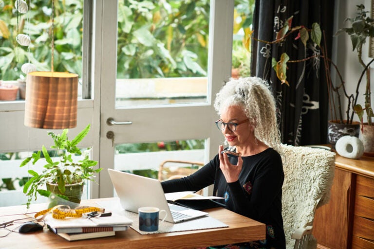 A woman discussing reverse mortgage equity requirements