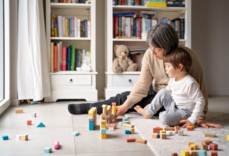 A grandmother and grandson build with blocks. Not unlike building up equity in your home.