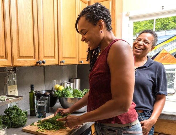 A couple who includes a non-borrowing spouse in their kitchen